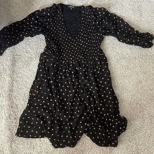 Madewell black and gold mini dress xxs